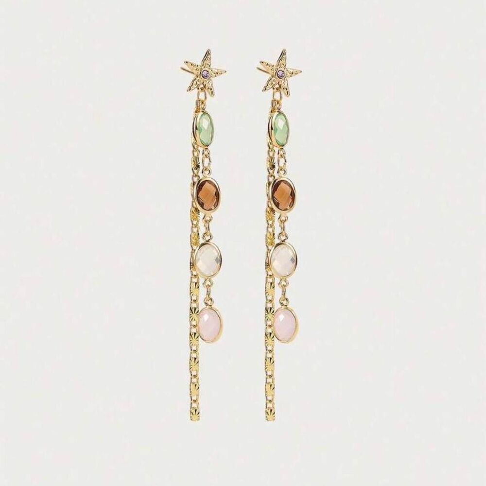 multicolor gem drop earrings D7 - Picture 4 of 4